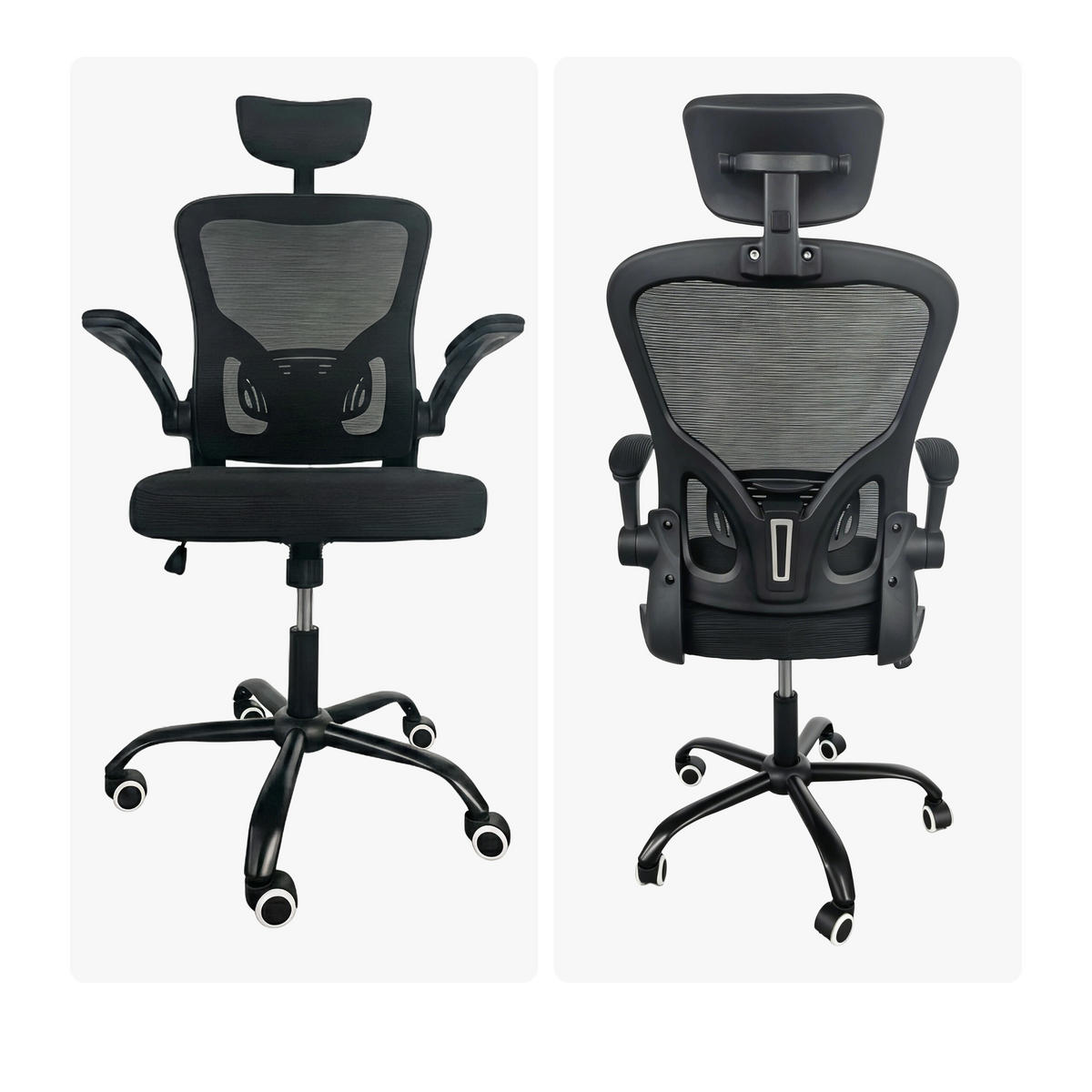 STOLIČKA Čierna kancelárska ergonomická - čierna, kov/textil (64/125/73cm) - Relaxdays