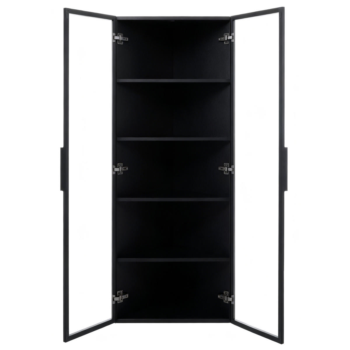 VITRINE 62cm Schwarz Glas LED Eckschrank modern - Schwarz, Holzwerkstoff (62/160/35cm) - FLIEKS