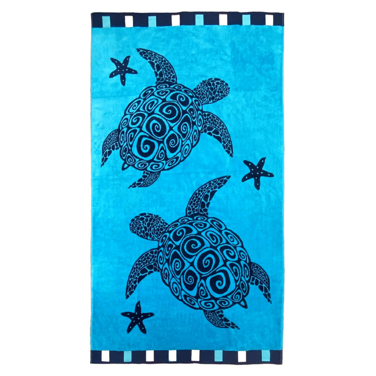 STRANDTUCH Frottee Samt Jacquard Blau 100x175 470g/m² - Bellia - Blau, Textil (100/175cm) - LE COMPTOIR DE LA PLAGE