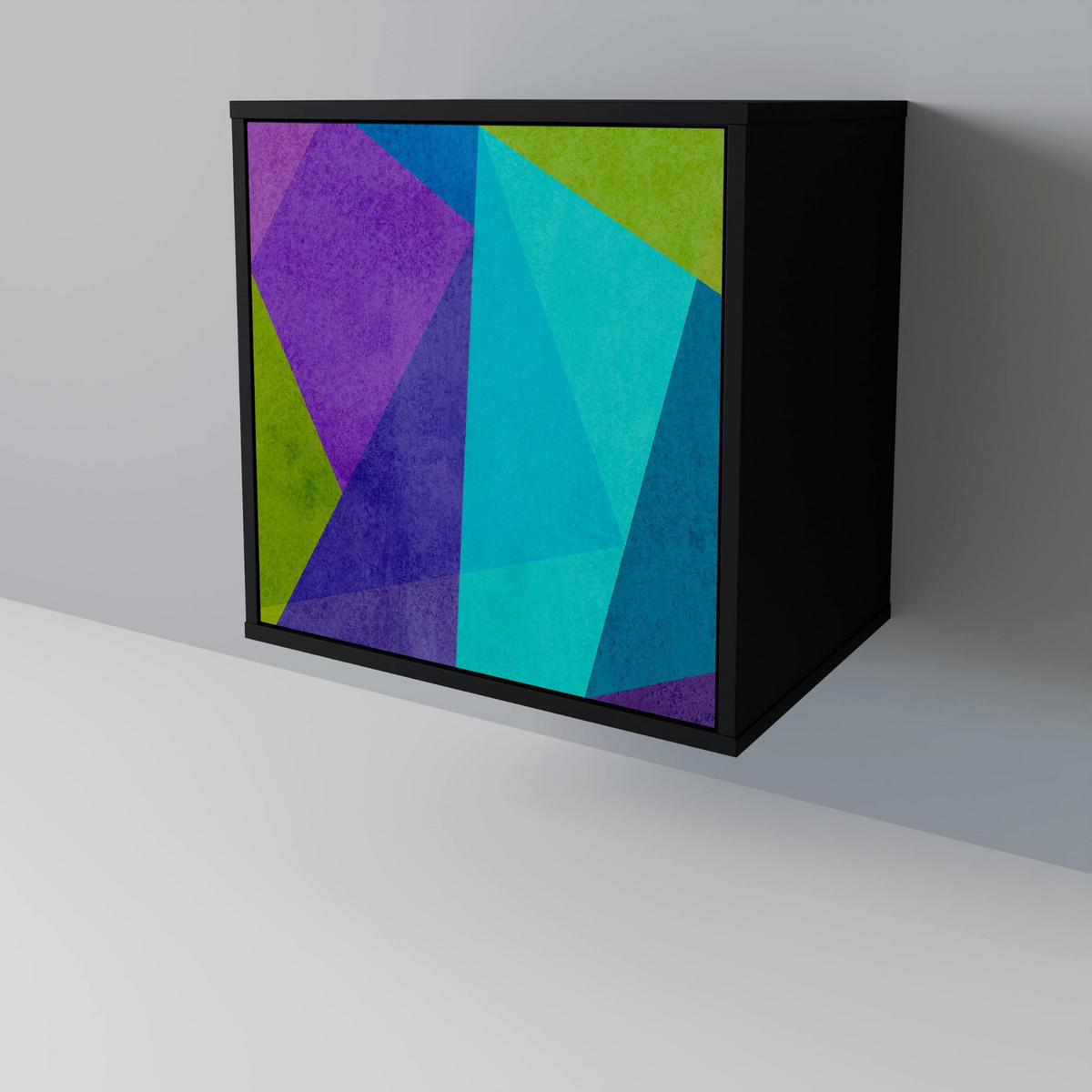 SIDEBOARD COLD SHOWCASE, Schwarz, 57,5x42x72,5 cm, Schwarze Metallfüße - Multicolor/Schwarz, Holzwerkstoff/Metall (57.5/72.5/42cm) - SpaceRebels