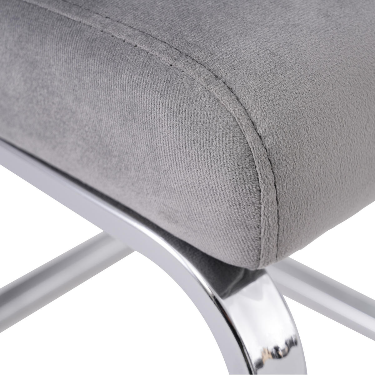 ESSZIMMERSTUHL 2er Set Samt Diamant Grau Silber Metallbeine - Grau, Textil (50.5/89/46cm) - FLIEKS