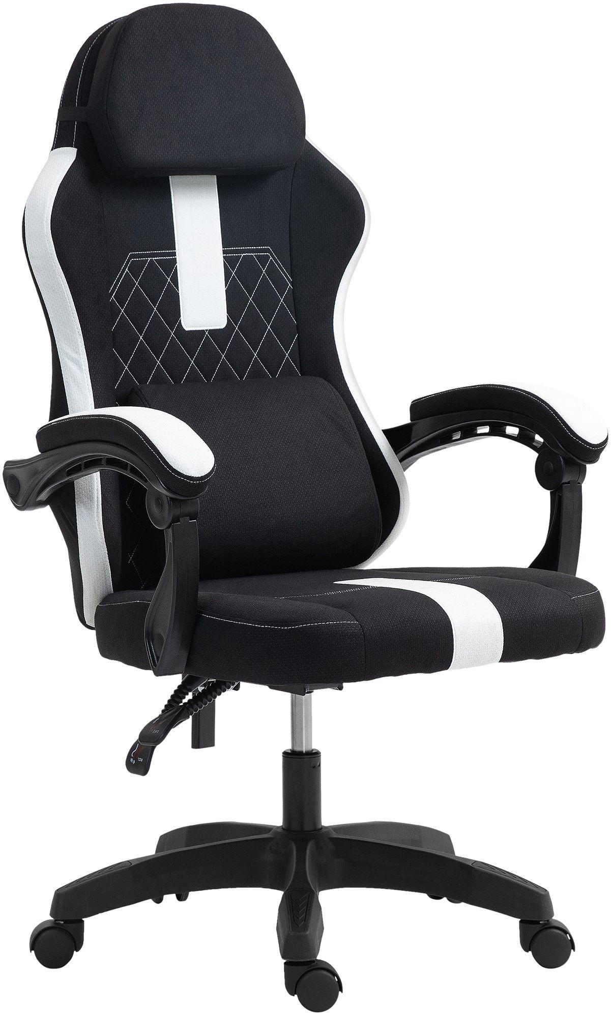 CHEFSESSEL Stoff Schwarz/Weiß - Schwarz/Weiß, Kunststoff/Textil (65/123/65cm) - CLP