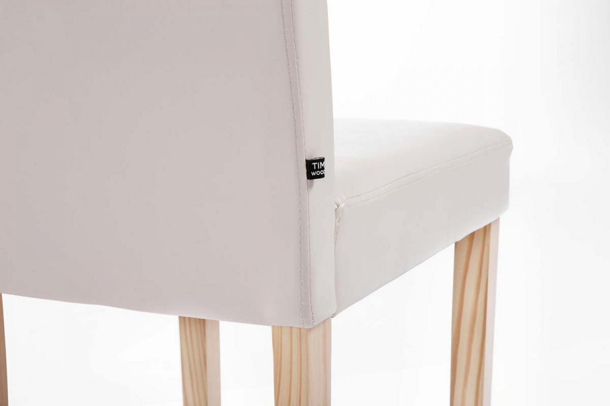 STUHL Lederlook creme - Eukalyptusholzfarben/Creme, Holz/Textil (41/91/47cm) - CLP