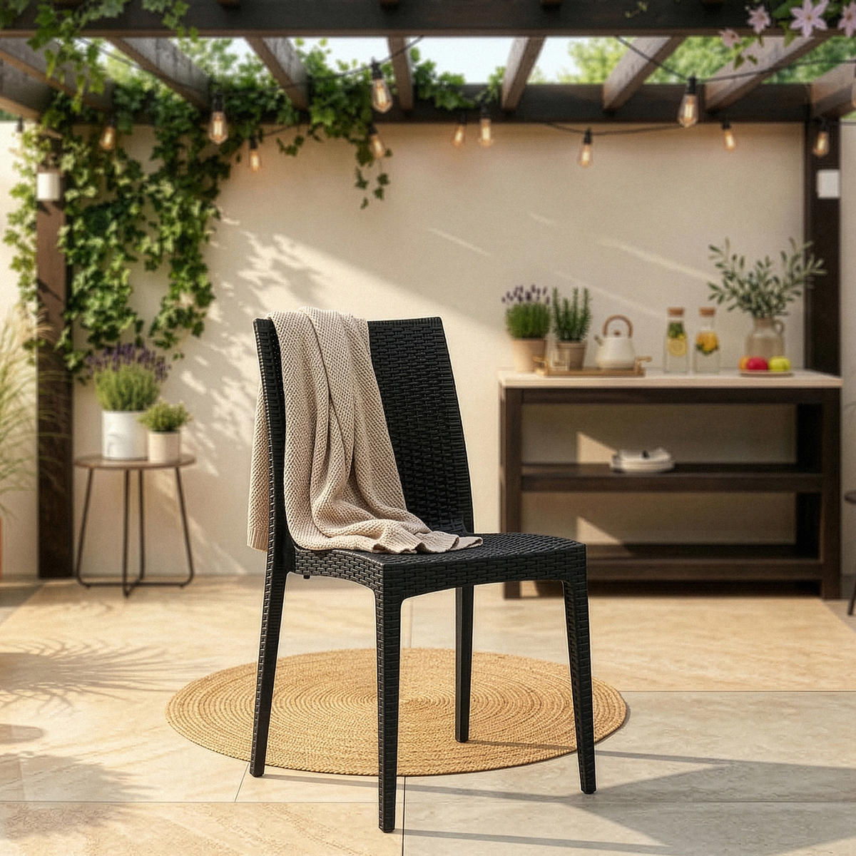 GARTENSTUHL ETULI 4-tlg, Anthrazit - Anthrazit, Kunststoff (48/88/50cm) - KONSIMO®