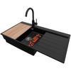 GRANITSPÜLE Sydney, 2-er set Schwarz 90/50 cm 1 Becken + Küchenarmatur 32/20 cm + Ablauf-Set + Küchenzubehörset ab 60er Unterschrank - Chromfarben/Beige, Kunststoff (90/20/50cm) - Primagran