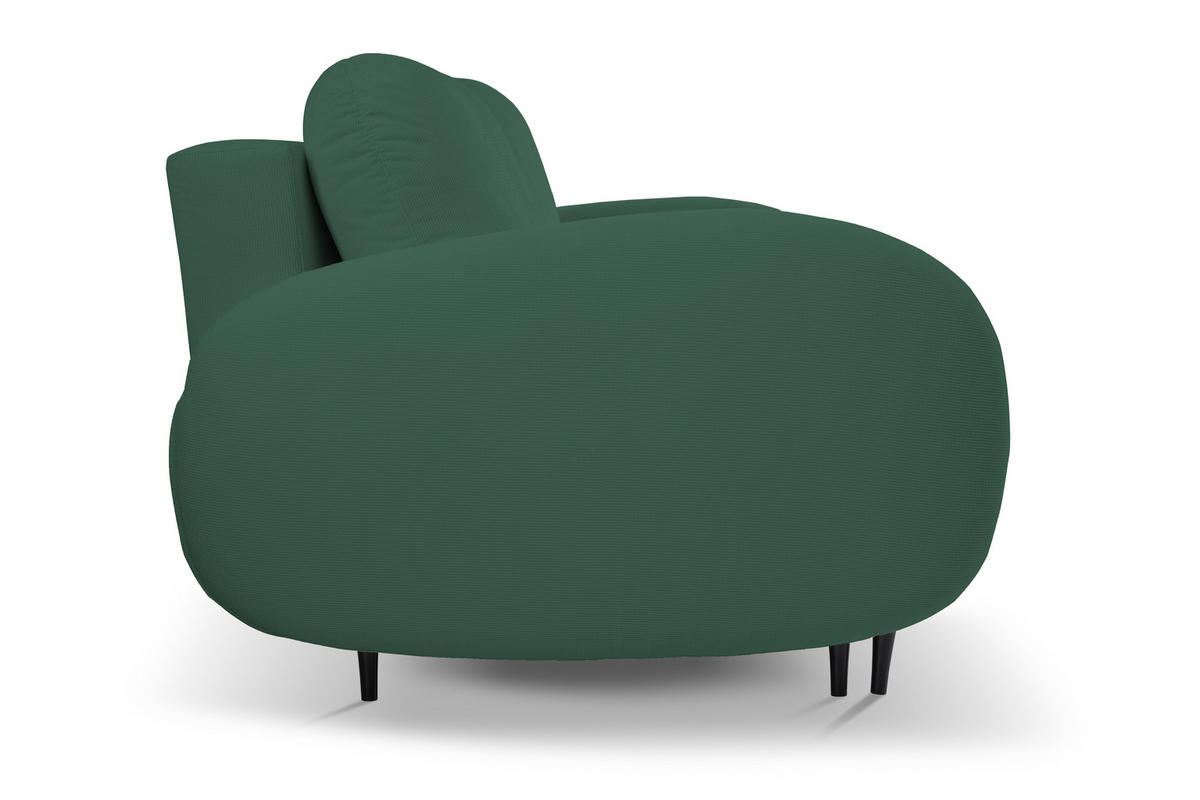SOFA SOFT RunAgin Mit Schlaffunktion Und Bettkasten, PUR-Schaum, Schwarze Kunststofffüße, lose Rückenkissen, freistehend, 232x109x95 cm Green - Grün, Holz/Textil (232/95/109cm) - DomoHome