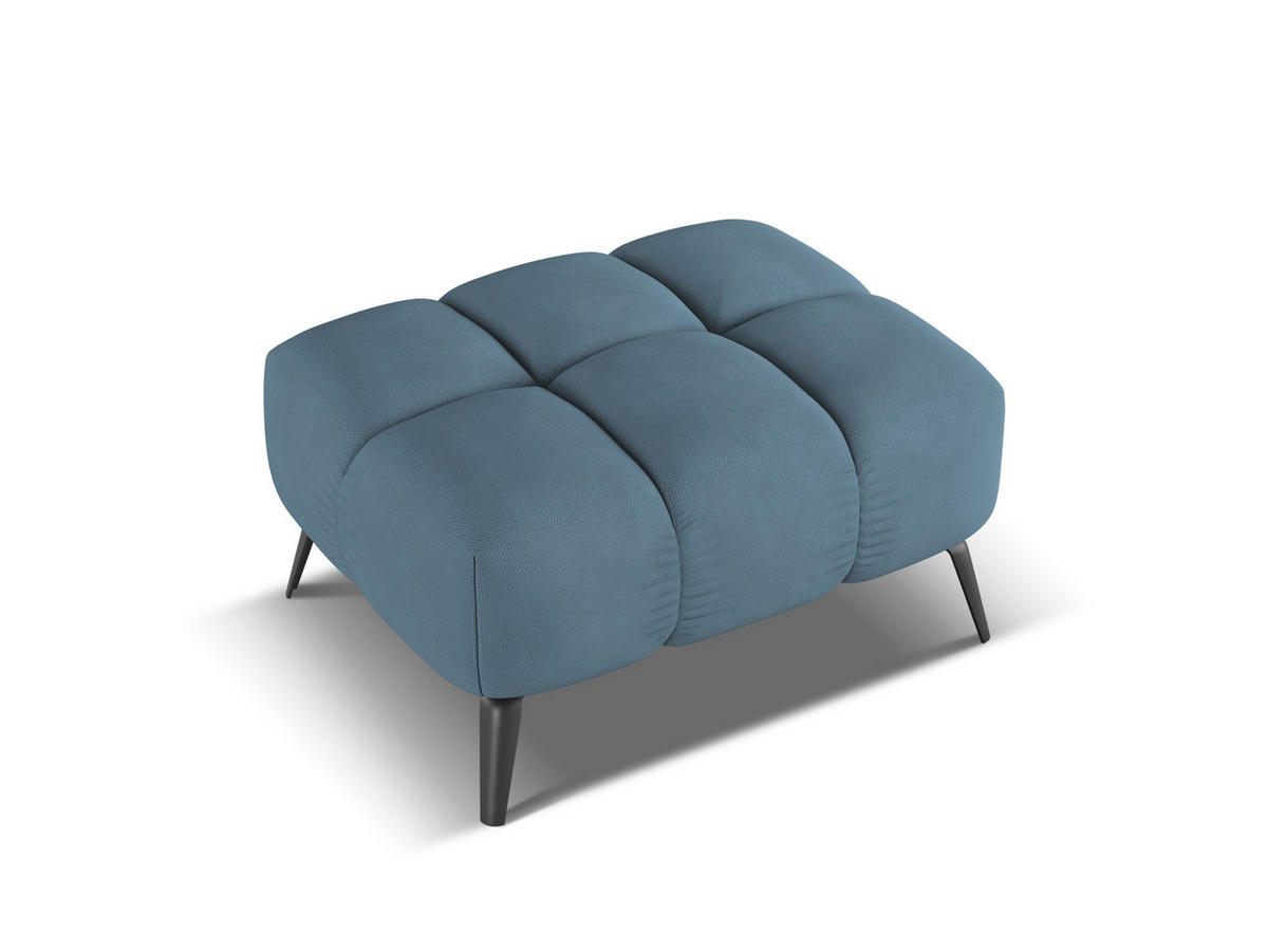POUF Chenille Stoff Blau - Blau/Blaugrau, Textil/Metall (78/41/60cm) - Makamii