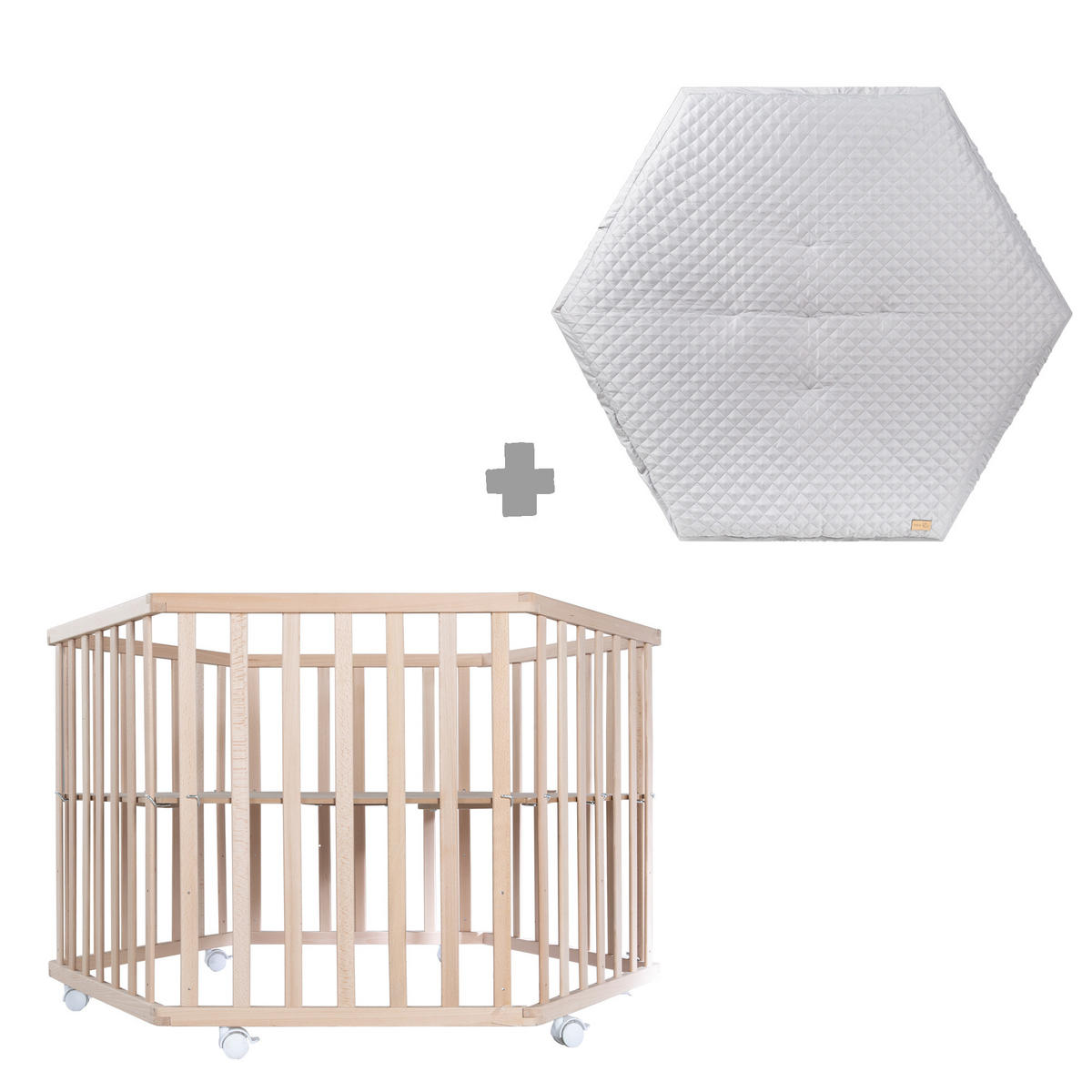LAUFGITTER 6-eckig, roba Style grau - Naturfarben, Holzwerkstoff (118.5/72.5/103.5cm) - Roba