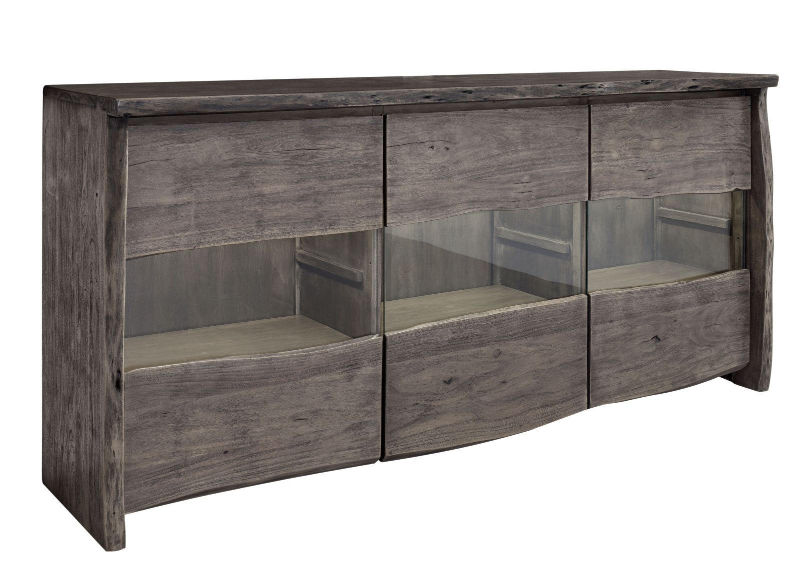 SIDEBOARD Akazie 191x45x96 grau lackiert PURE ACACIA #908 - Grau, Holz (191/96/45cm) - Massivmoebel24