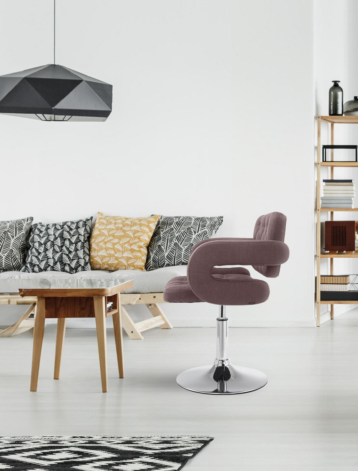 DREHSTUHL Stoff braun - Chromfarben/Braun, Textil/Metall (62/76/55cm) - CLP