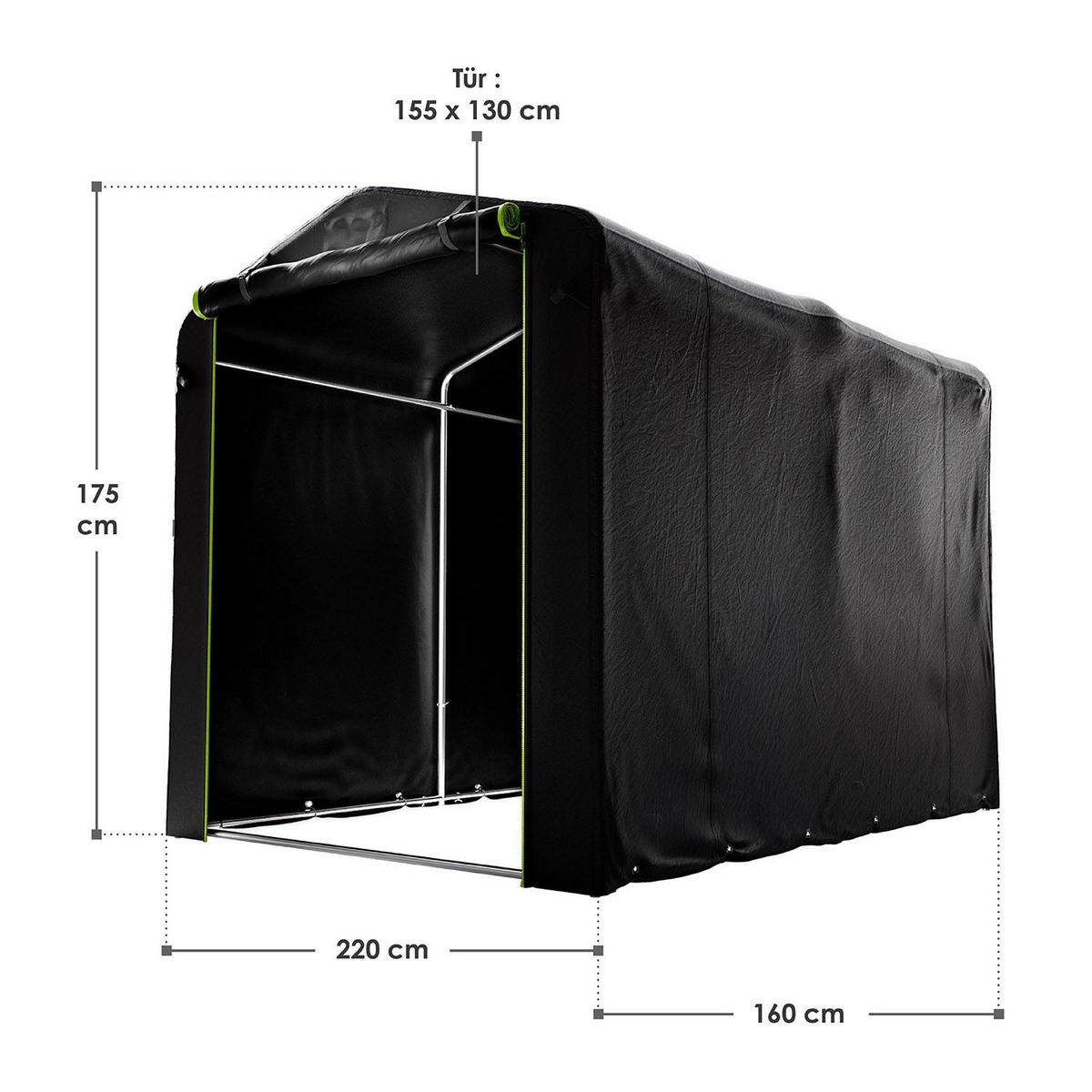 GERÄTEZELT M anthrazit 220/160/175 cm - Anthrazit, Metall (160/175/220cm) - Juskys