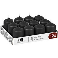STUMPENKERZEN Ø4xH6 cm Schwarz 12er-Pack - Schwarz, Naturmaterialien (4/6cm)