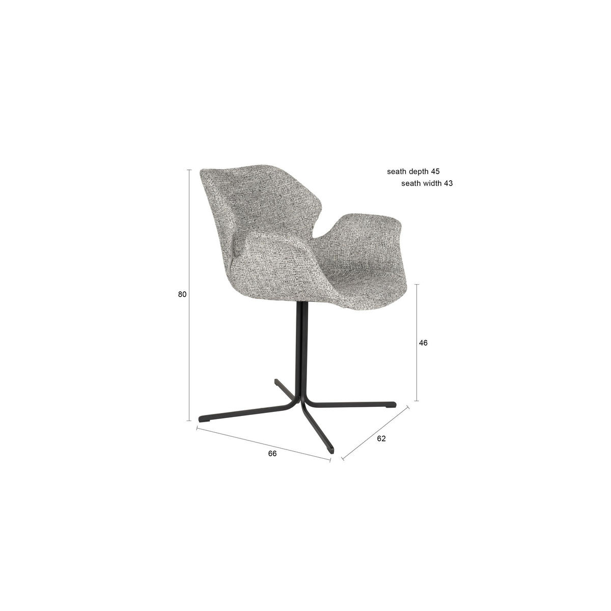 ESSZIMMERSTUHL Nikki Grau - 2 er Set - Grau, Kunststoff (66/80/62cm) - Zuiver