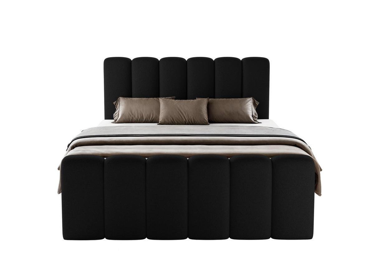 BOXBETT Nola mit Topper Schwarz 160x200 - Schwarz, Textil (160/200cm) - Luxkor24