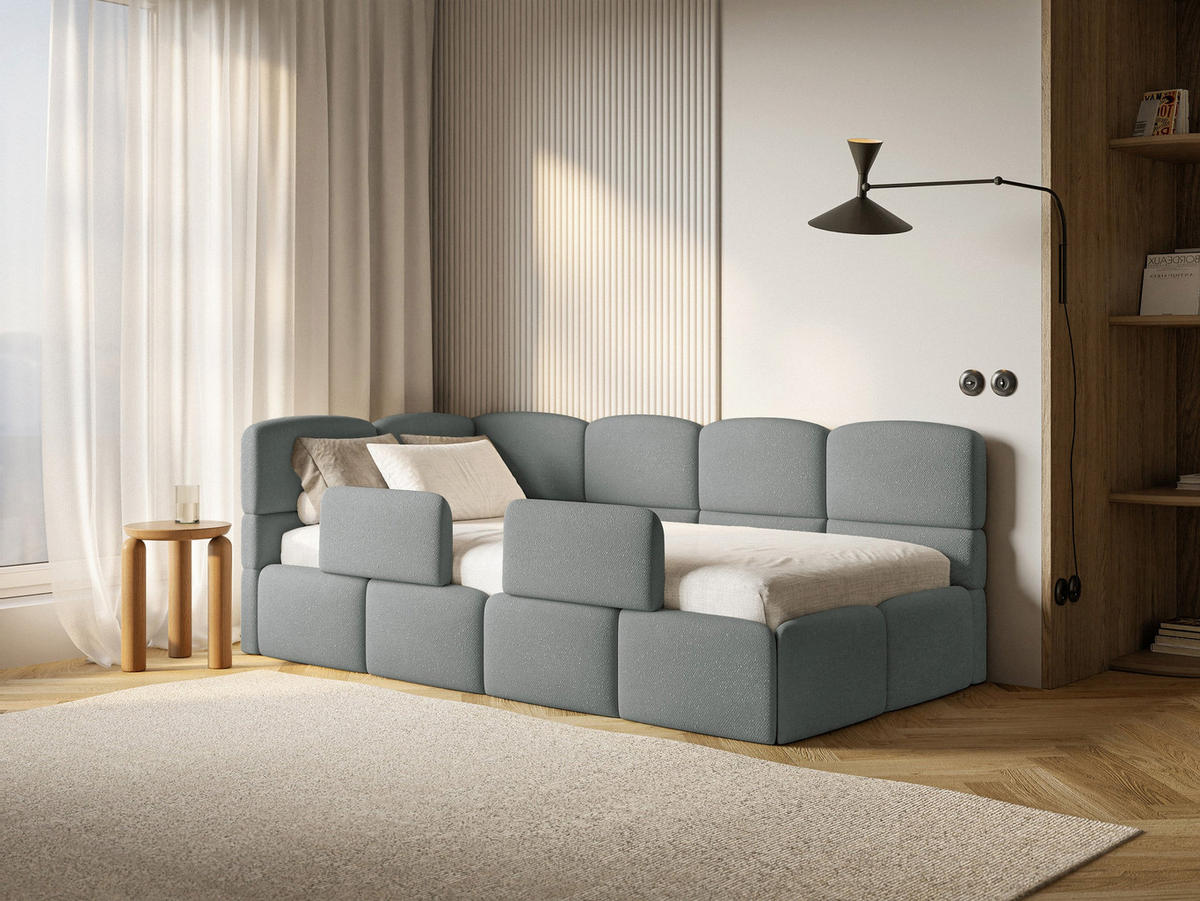 KINDERBETT Cloudy Dunkelgrau 120 cm, Chenille - Dunkelgrau/Schwarz, Kunststoff/Textil (120/200cm) - Selsey