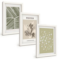 BILDER SET 3er Set - 20x30 cm Weißer Rahmen - Gedämpfte Pflanzenmotive - Weiß, Kunststoff (20/30cm) - TULUP