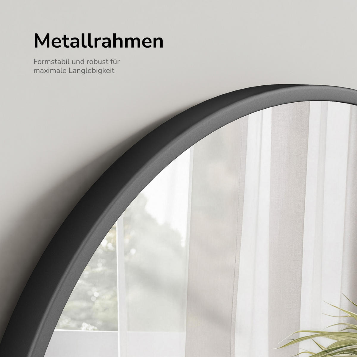 BADSPIEGEL mit schwarzem Metallrahmen Ø50 cm - Schwarz, Glas (50/50/3.5cm) - EMKE
