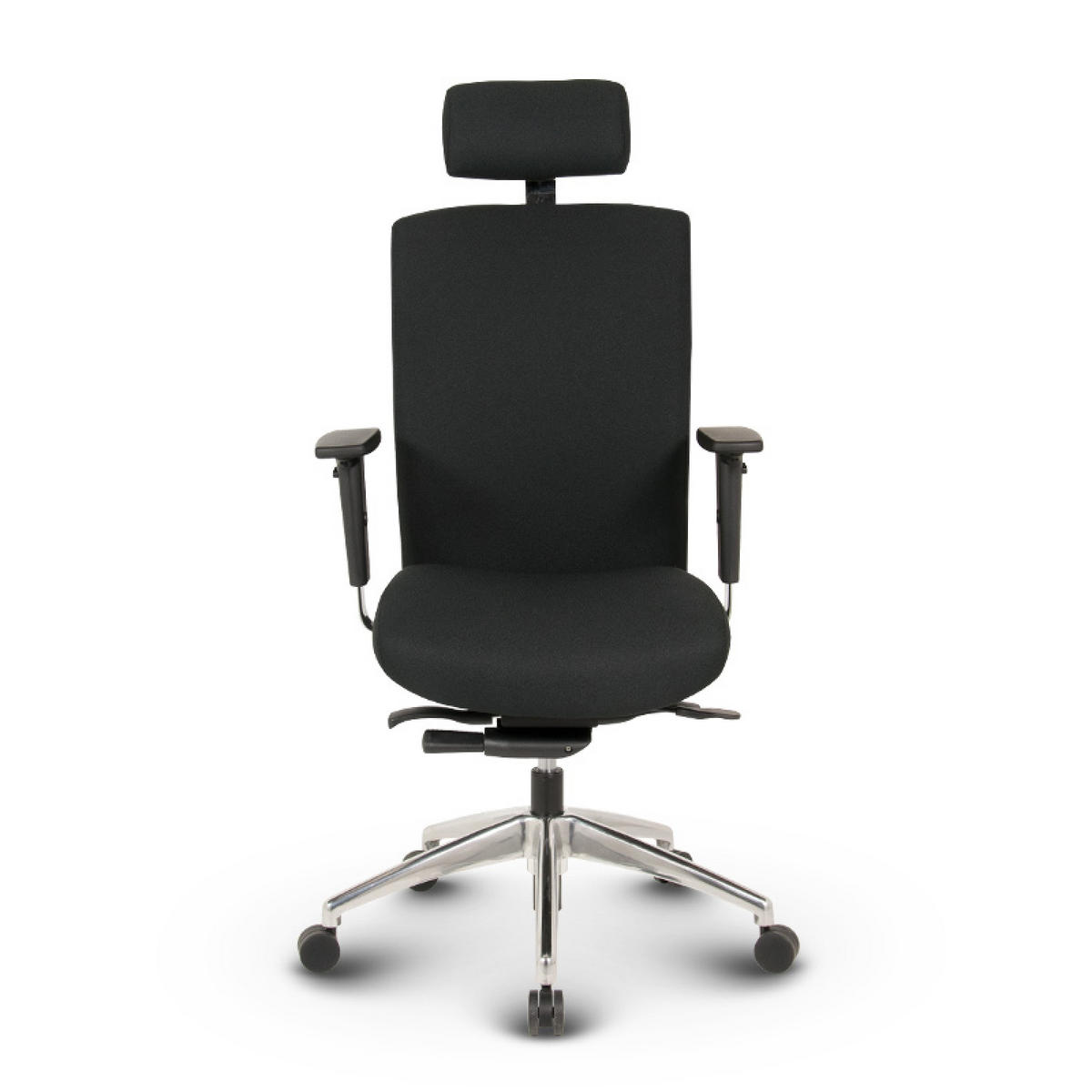 CHEFSESSEL Terox Stoff Schwarz - ergonomisch, 150 kg belastbar, Sitzhöhe 48-60cm - Schwarz, Kunststoff/Textil (65/112/60cm) - Versee