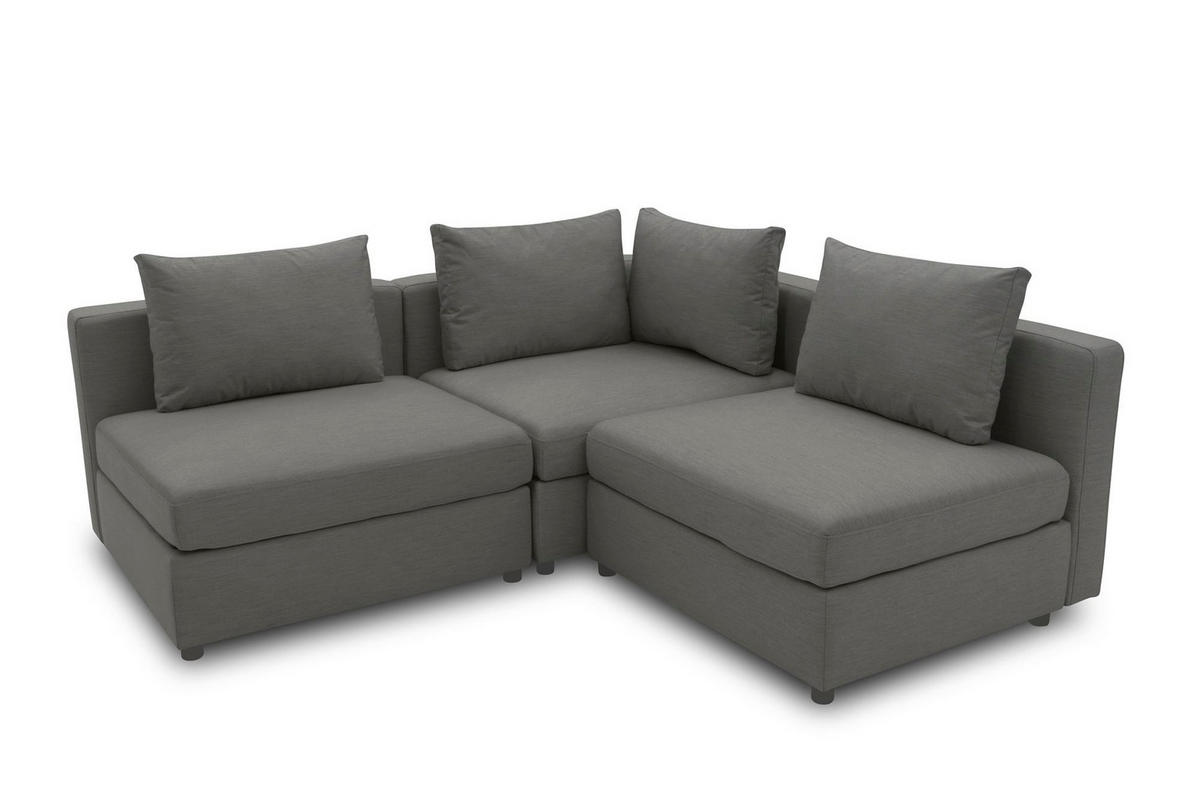 GARTENLOUNGE-SET 2 Bozhana mit Outdoorbezug in anthrazit - Anthrazit, Kunststoff - 58aufmkessel