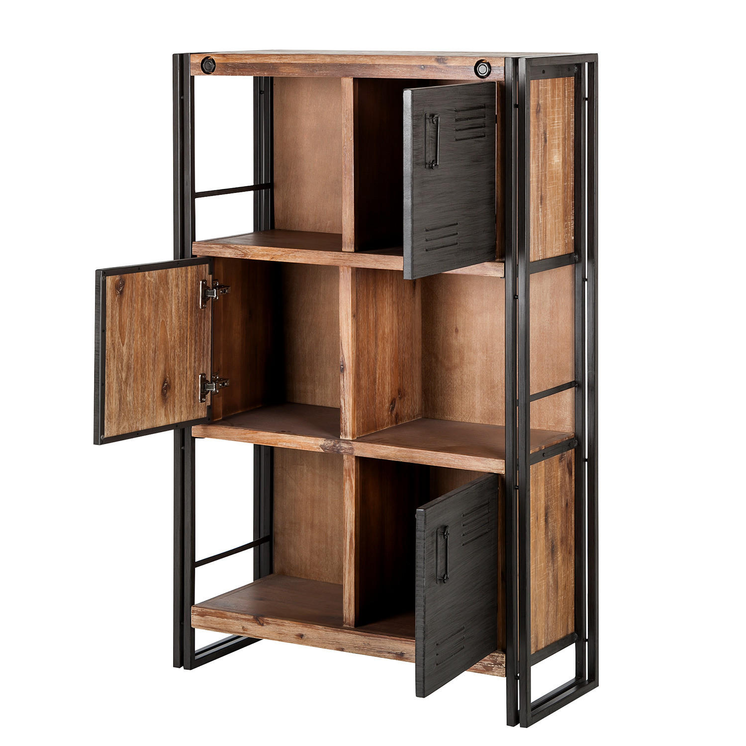 HOCHKOMMODE - Akazie massiv / Metall - Akaziefarben, Holz (90/140/35cm) - home24