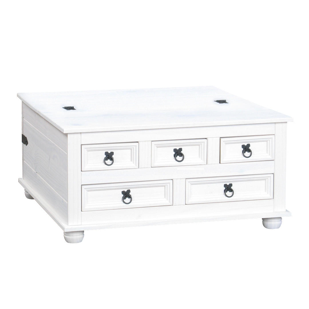 COUCHTISCH mit 5 Schubladen 91x91 weiß/wachs - Braun, Holzwerkstoff (92/92/45cm) - ebuy24