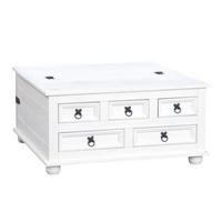 COUCHTISCH mit 5 Schubladen 91x91 weiß/wachs - Braun, Holzwerkstoff (92/92/45cm) - ebuy24