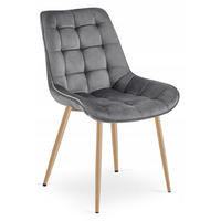 STUHL Dunkelgrau 54x60 cm BERA Samtbezug Beine Eiche - Grau, Textil (54/52/60cm)