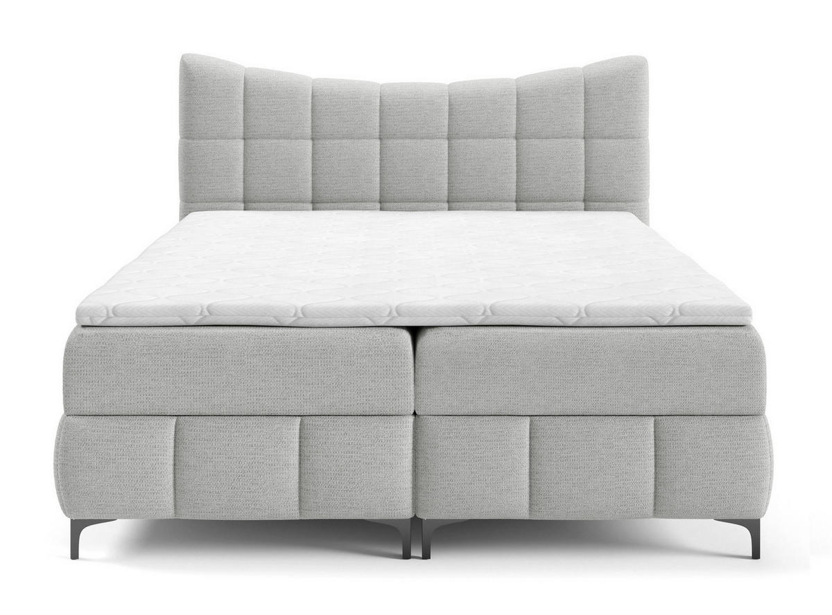 BOXSPRINGBETT 200x200 Almera, Chenille, Bettkasten, Matratze, Hellgrau - Hellgrau, Holz/Textil (200/200cm) - Emporius
