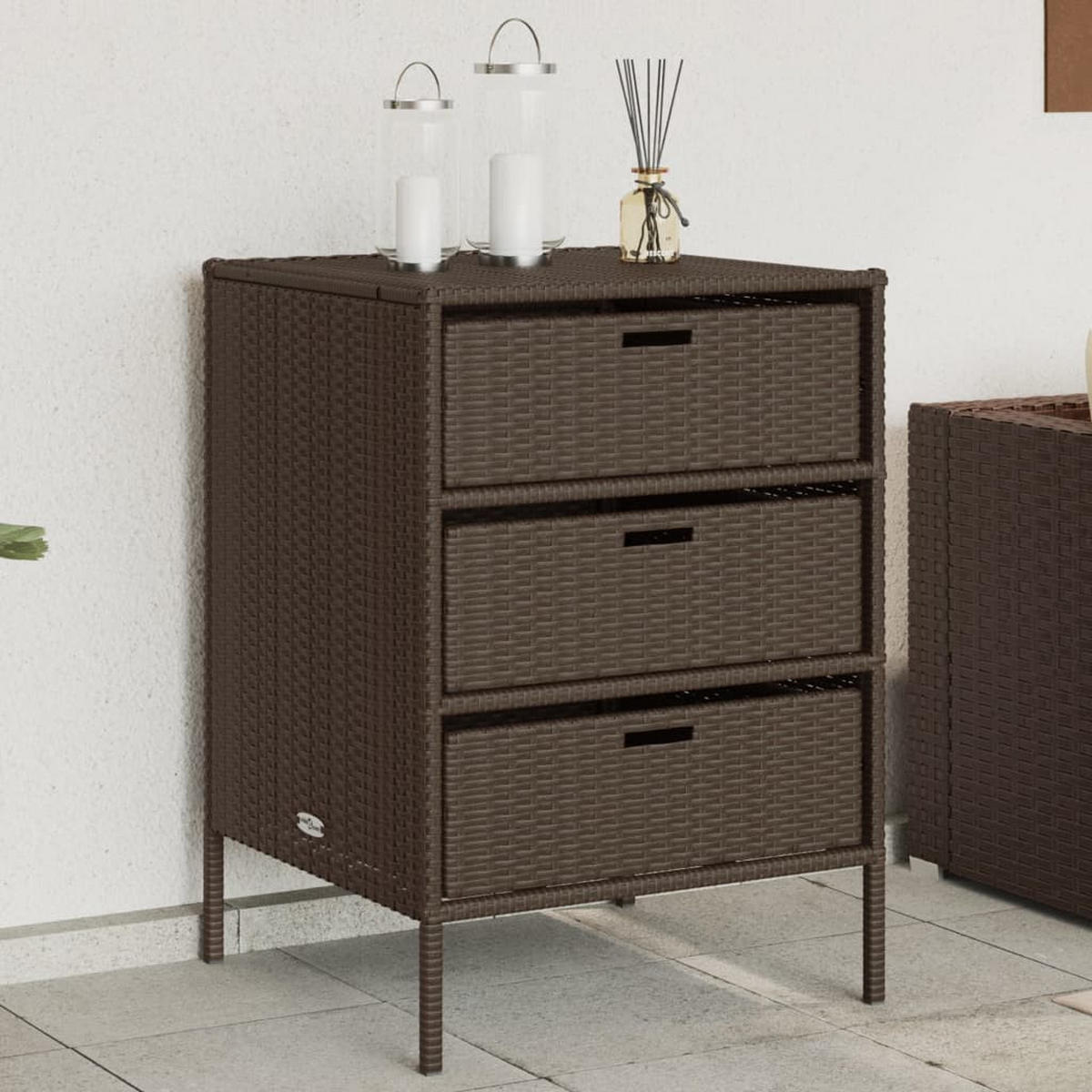 GARTENSCHRANK Braun 55x59x80 cm Poly Rattan - Braun, Kunststoff (55/80/59cm) - furnicato