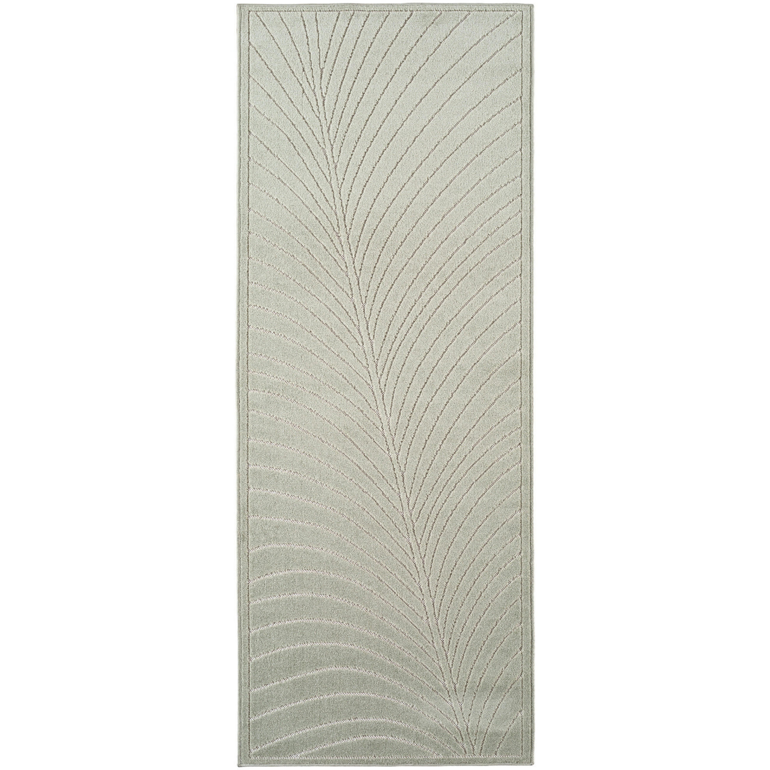 LÄUFER Outdoor, Fußbodenheizung-geeignet, mit Blattmotiv, aus Polypropylen, ENGADIN in Salbeigrün, 80 x 150 cm - Grün, Textil (80/150cm) - KADIMA DESIGN