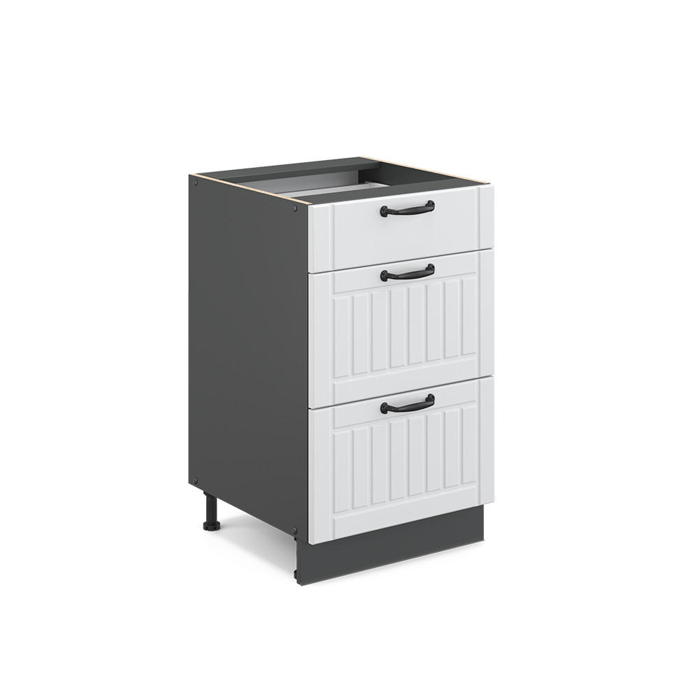 SCHUBLADENSCHRANK Fame-Line Weiß Landhaus 50 cm ohne AP - Anthrazit/Creme, Holzwerkstoff (50/82/51.6cm) - Vicco