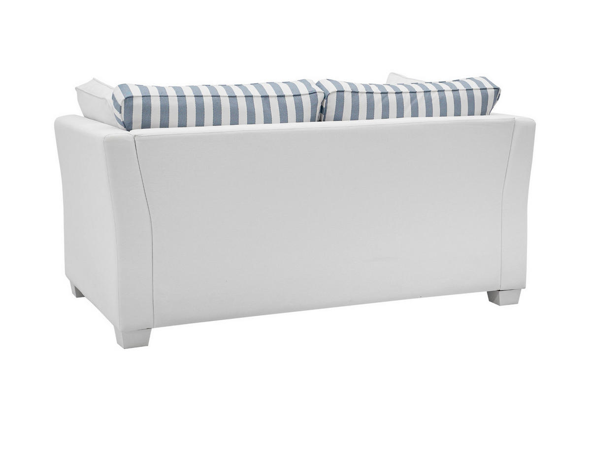 SOFA 2-Sitzer creme blau gestreift, Landhaus 160 cm, Couch inklusive 4 Kissen - Blau/Creme, Holz/Textil (160/88/96cm) - Furn.Design