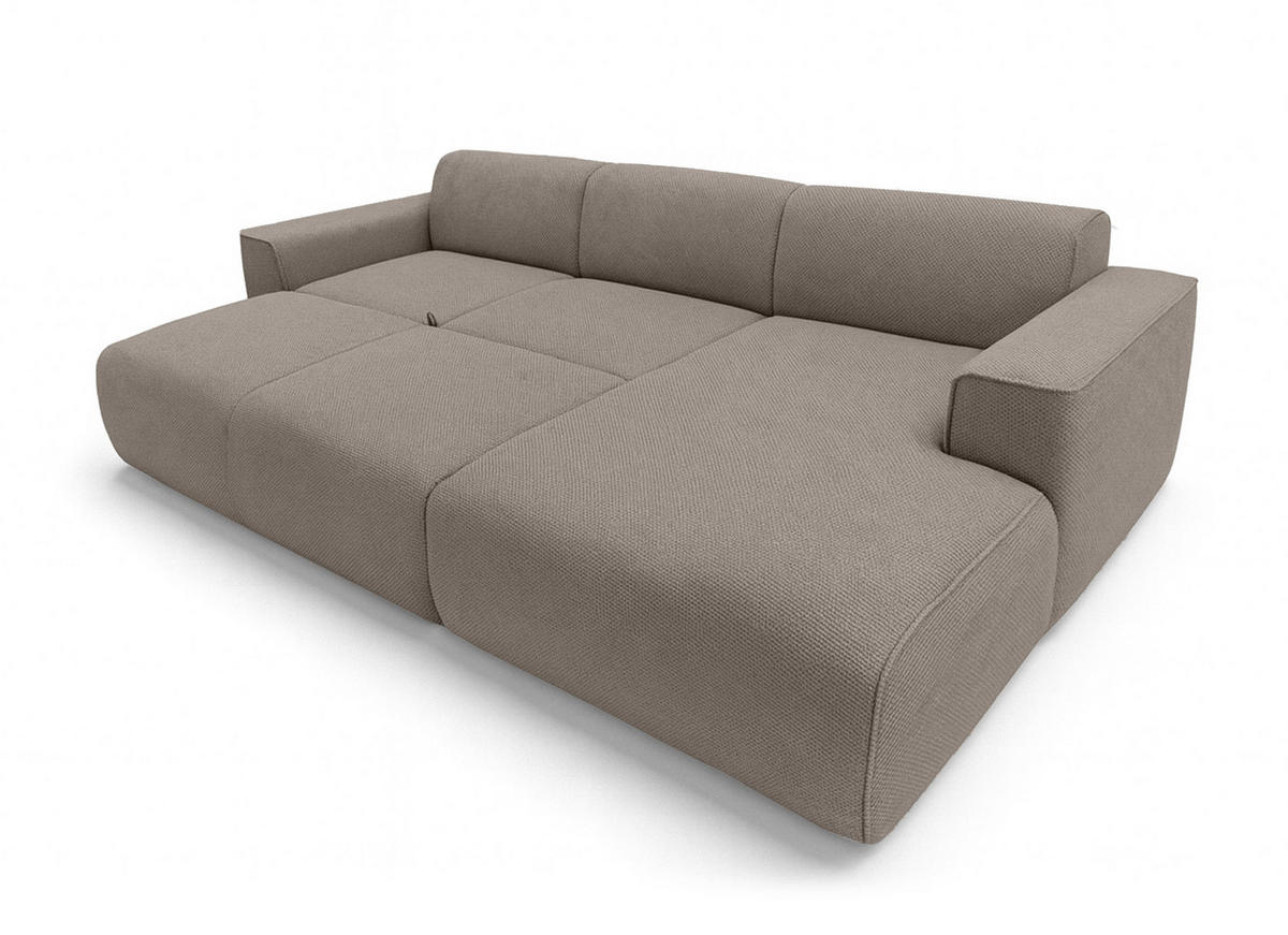 ECKSOFA L Form Ruyam Hellbraun 310/165/78 cm – Schlaffunktion Rechts - Hellbraun/Schwarz, Kunststoff/Textil (310/170cm) - AX Living