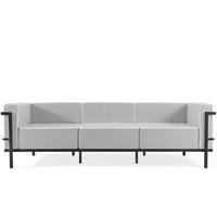 GARTENSOFA TRIGLO 3-Personen, Stahlrahmen, Modern, Dunkelgrau - Dunkelgrau/Weiß, Textil/Metall (229/70/69cm) - KONSIMO®