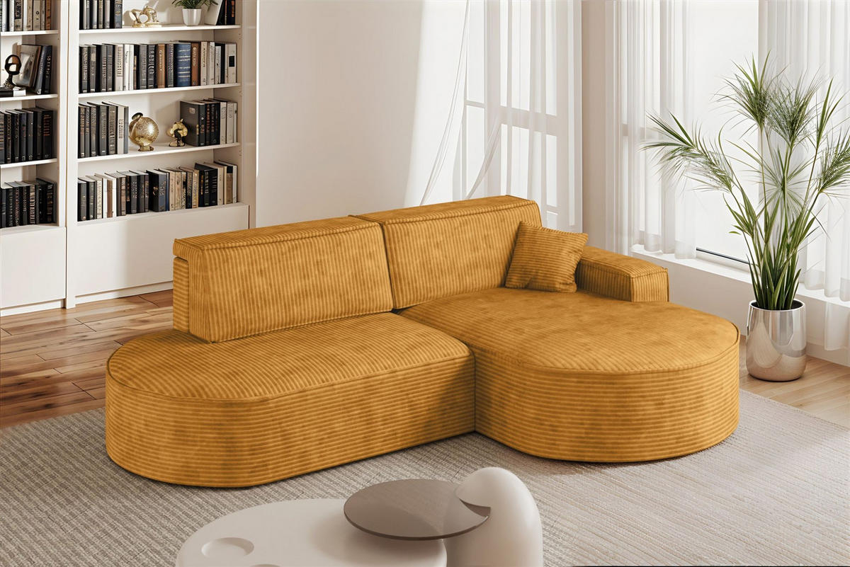 ECKSOFA Venedig Mit Schlaffunktion - Gelb, Holzwerkstoff/Textil (278/179cm) - Fun Möbel