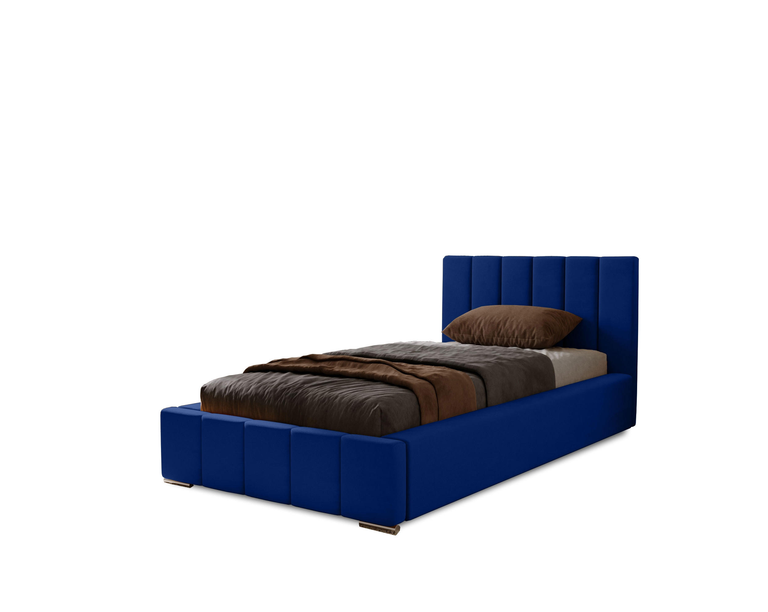 POLSTERBETT Nero 80x200 cm, Einzelbett mit Bettkasten, Lattenrost und Matratze aus Holz, Velourstoff: Dunkelblau - Dunkelblau, Holz/Kunststoff (80/200cm) - Marpur