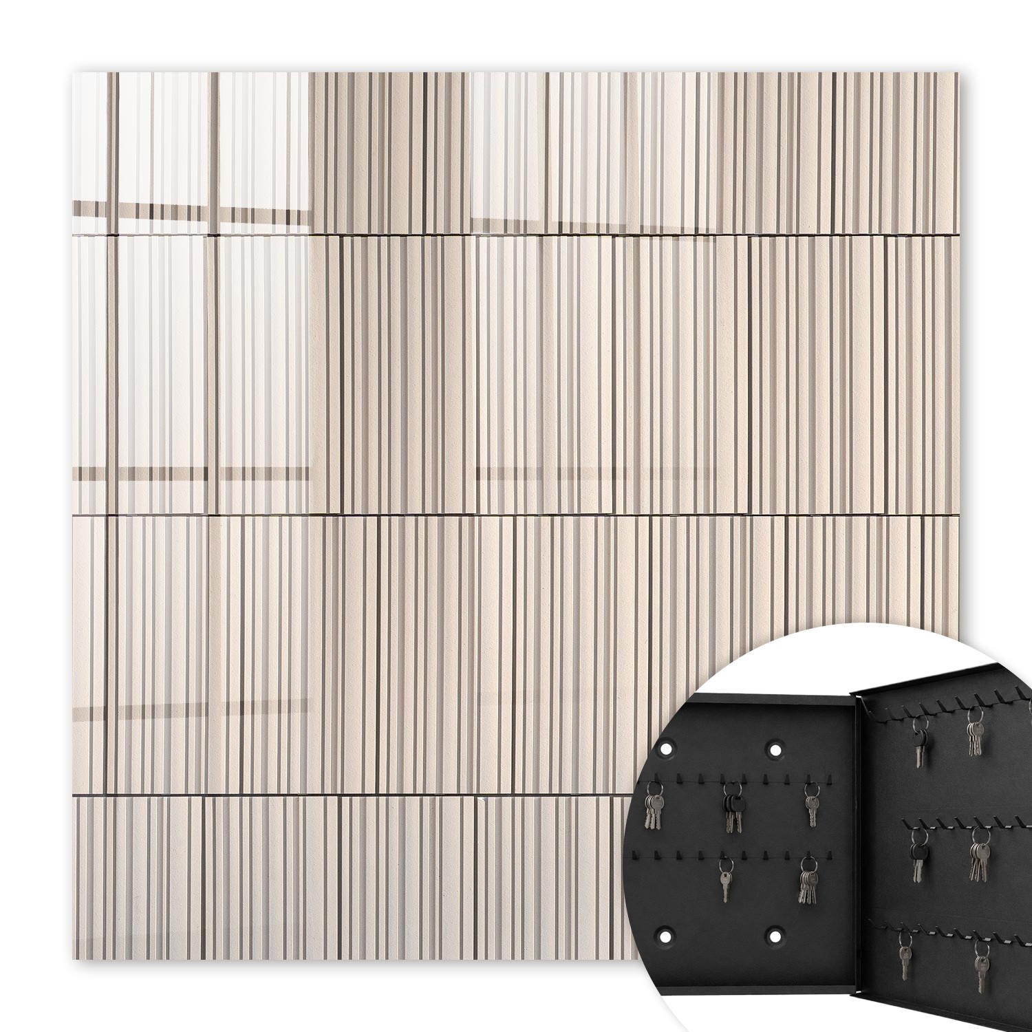 SCHLÜSSELBOX Schwarz 30x30 cm- Türöffnung nach rechts - Minimalismus der Linien - Beige, Metall (30/30/5cm) - TULUP