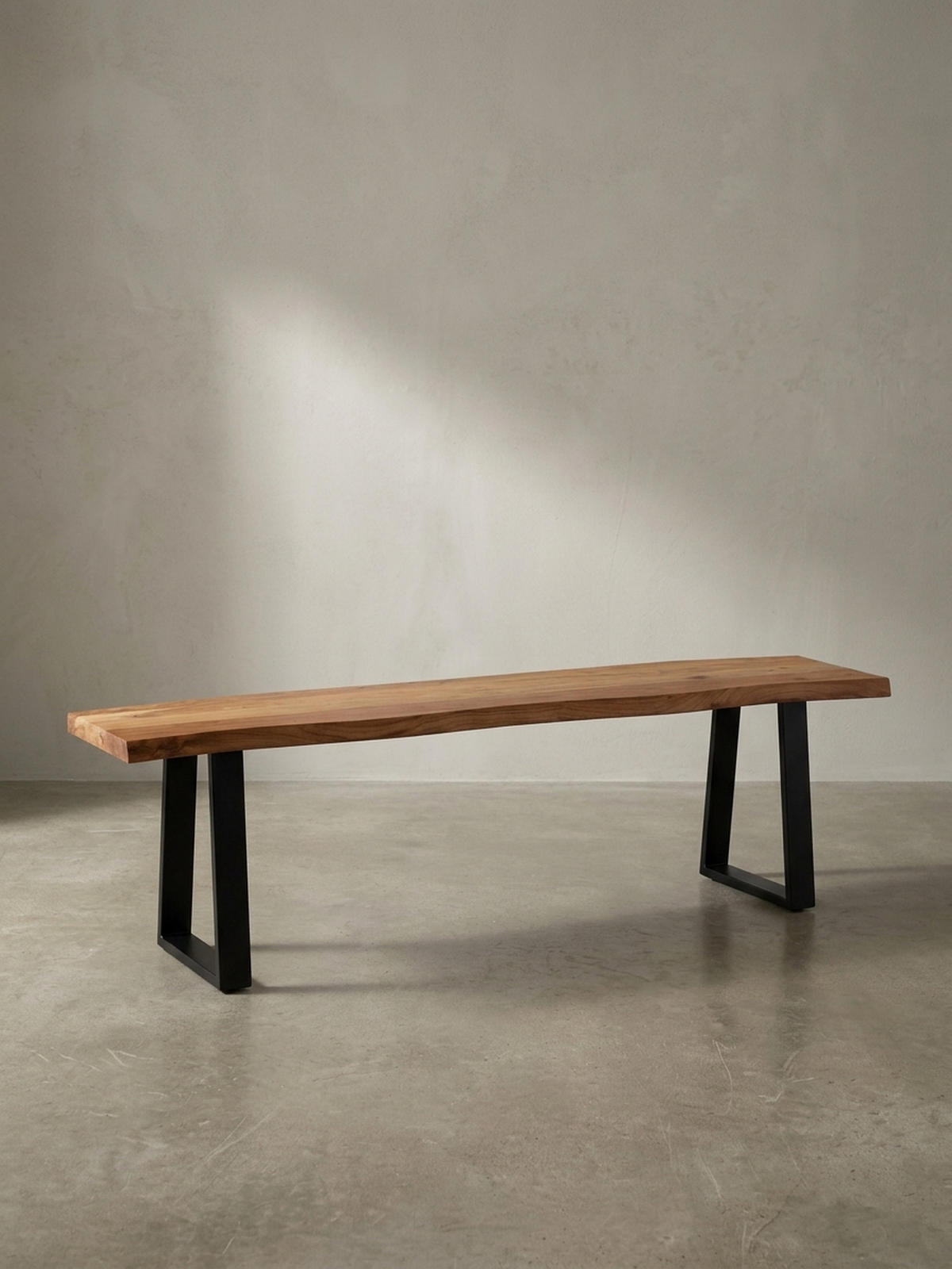 ESSZIMMERBANK Massivholz Metall Baumkante ohne Lehne, Akazie 160x40x46 cm - Schwarz/Braun, Holz/Metall (160/46/40cm) - KADIMA DESIGN