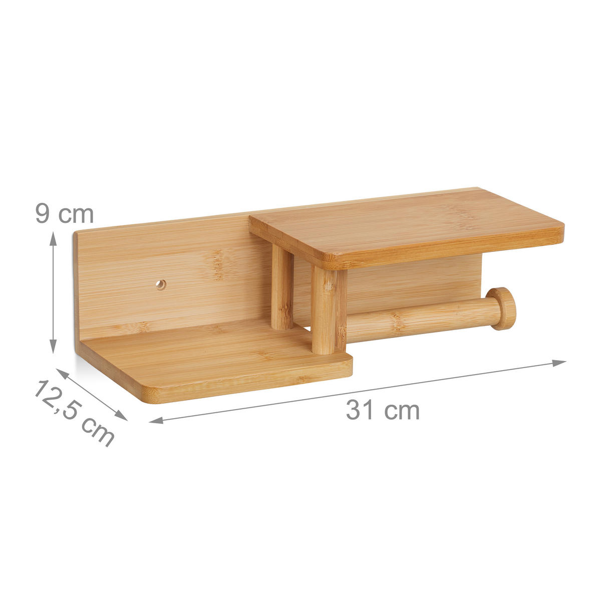 TOILETTENPAPIERHALTER - Hellbraun, Holz (31/9/12.5cm) - Relaxdays