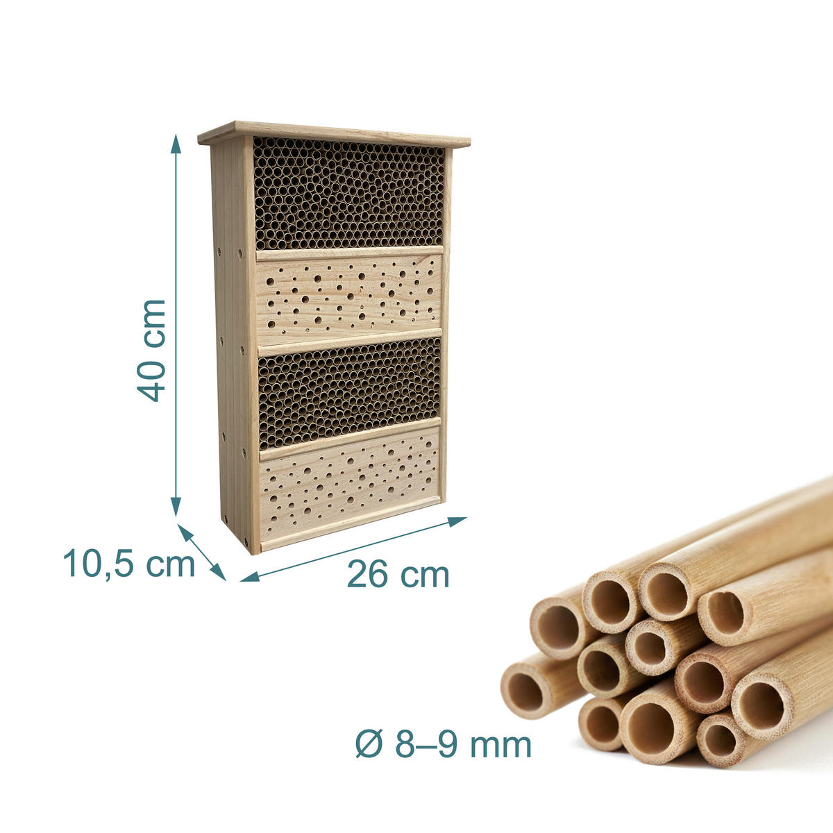 BIENENHOTEL - Hellbraun, Holz/Papier (26/40/10.5cm) - Relaxdays