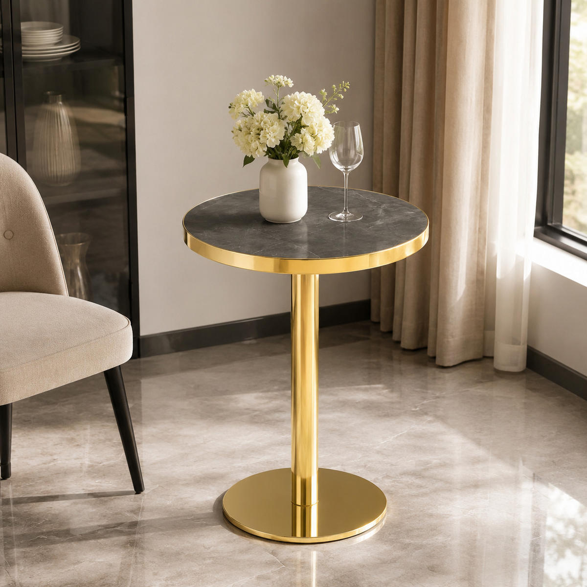BEISTELLTISCH Grau/Gold, 59,5/59,5/73,5 cm - Grau, Holzwerkstoff (59.5/59.5/73.5cm) - PANGIVO
