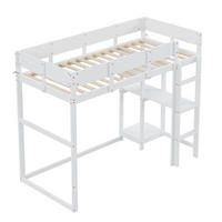 HOCHBETT 90/200 cm in Weiß mit Ablageregal und Schutzgeländern im modernen Design - Weiß, Holz (90/200cm) - STILVORA