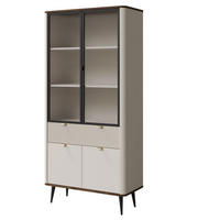 VITRINE Marly Kaschmir / Walnuss 90 / 40 / 191cm - Kaschmir/Creme, Holz/Holzwerkstoff (90/191/40cm) - Feldmann-Wohnen