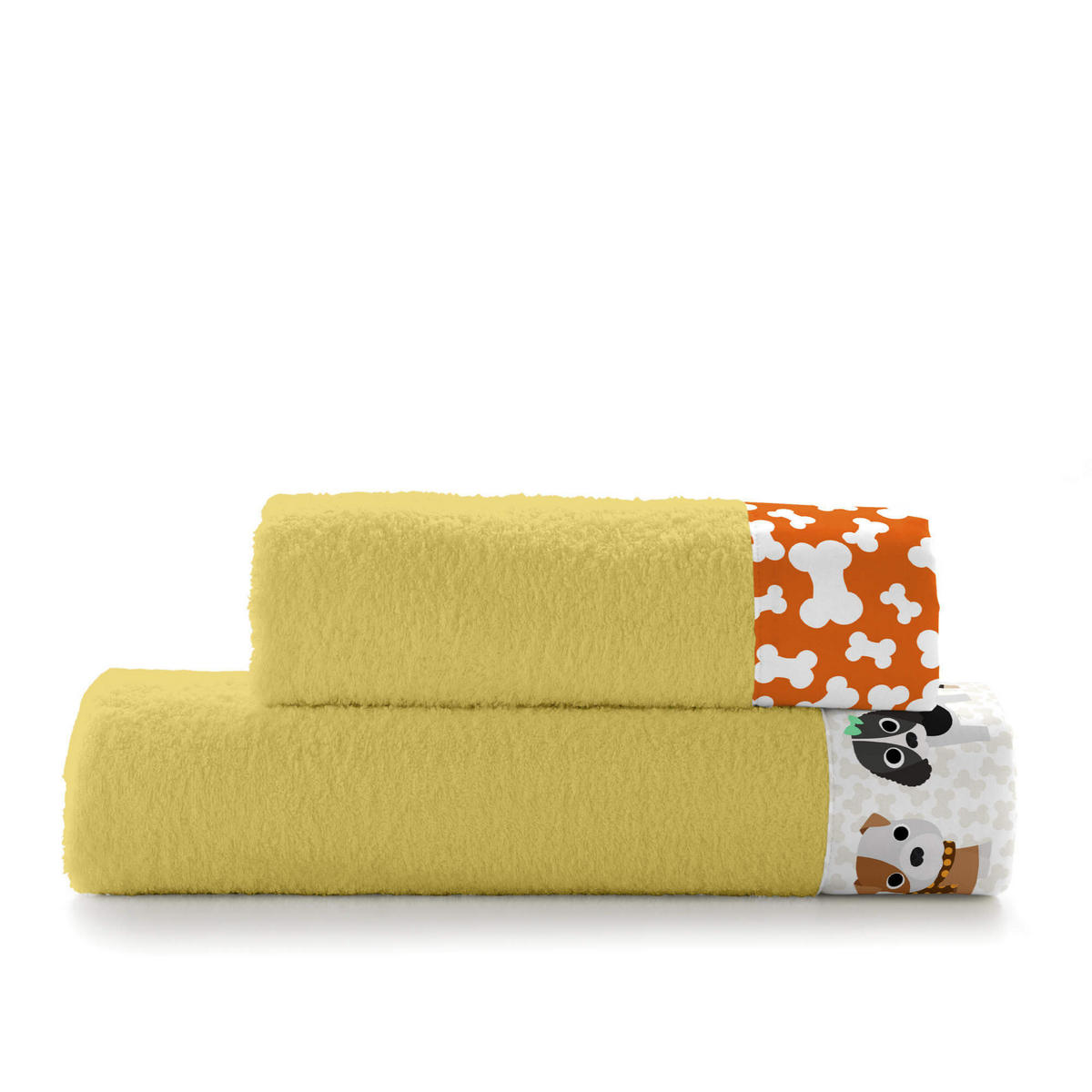 HANDTUCH 2er-Set dogs senf - Gelb, Textil (70/140cm) - Happy Friday