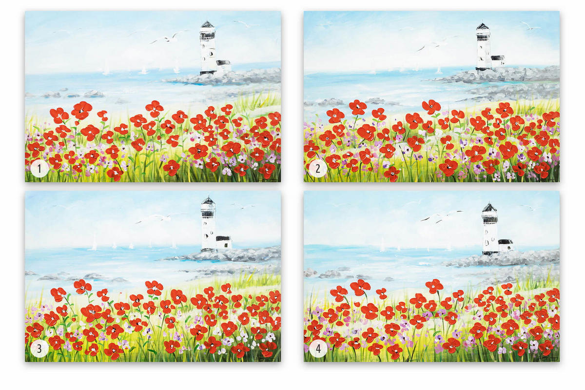 ACRYLBILD HANDGEMALT 90/60 cm - Blau/Rot, Holz/Textil (1.8/60cm) - KUNSTLOFT