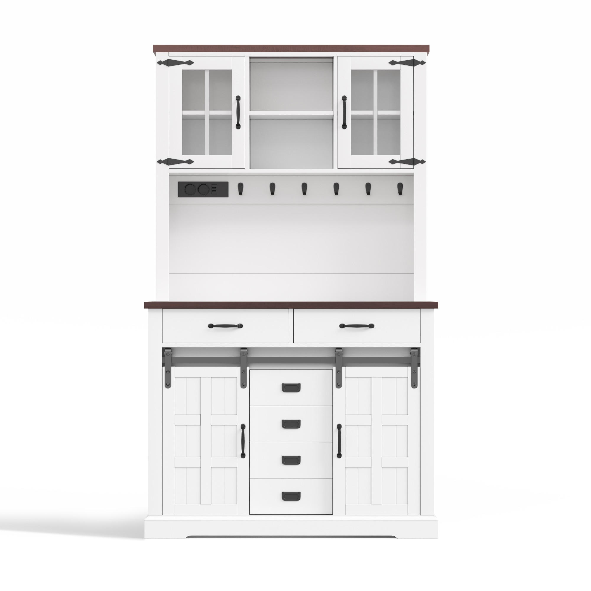 BUFFETSCHRANK Weiß 108/40/180 cm - Weiß, Holz (108/180/40cm) - PANGIVO