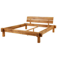 BETT Massivholz Wildeiche 180 x 200 x 85 natur BALKENMÖBEL #712 - Braun, Holz (180/200cm) - Massivmoebel24