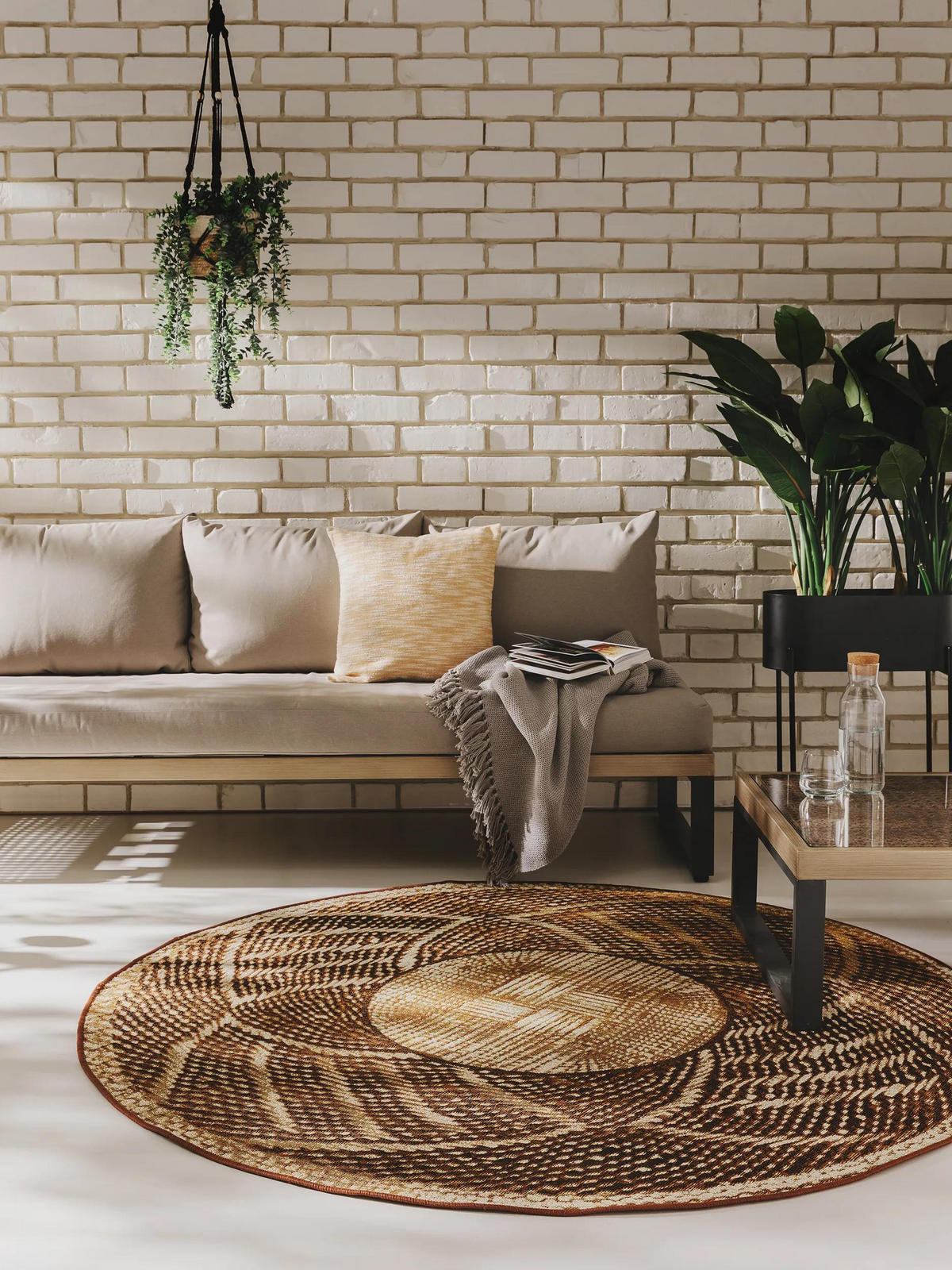 OUTDOORTEPPICH rund Artis Gold ø 160 cm rund - Goldfarben, Textil (160/160cm) - benuta Nest