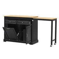 KÜCHENINSEL AUF ROLLEN AUSZIEHBARE ARBEITSPLATTE Schwarz Essbereich 112-180/45/92 cm - Schwarz, Kunststoff (45/92/116cm) - Rolipo