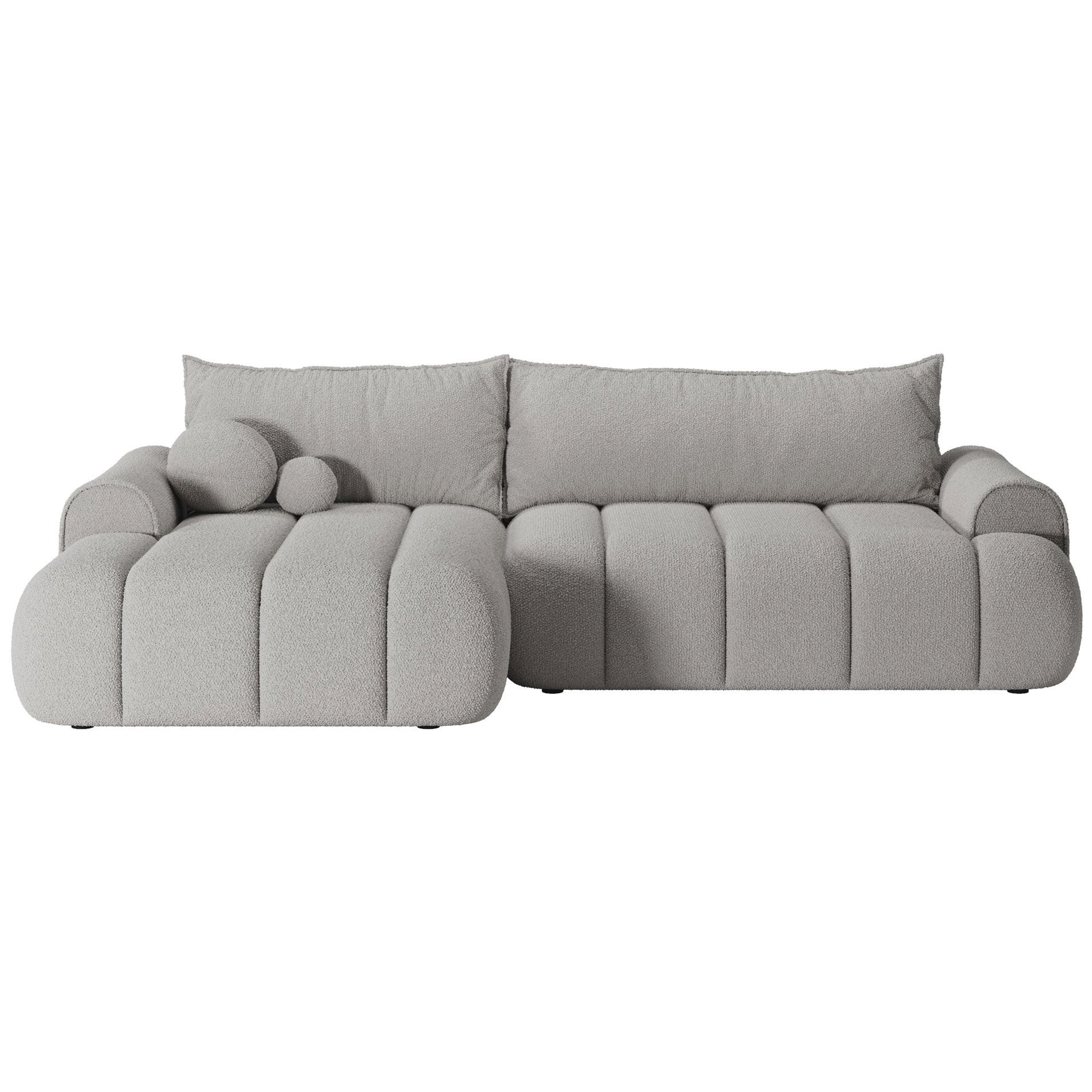 ECKSOFA Dandelino Hellgrau mit Bouclé-Bezug, links - Hellgrau/Schwarz, Kunststoff/Textil (271/172cm) - Selsey